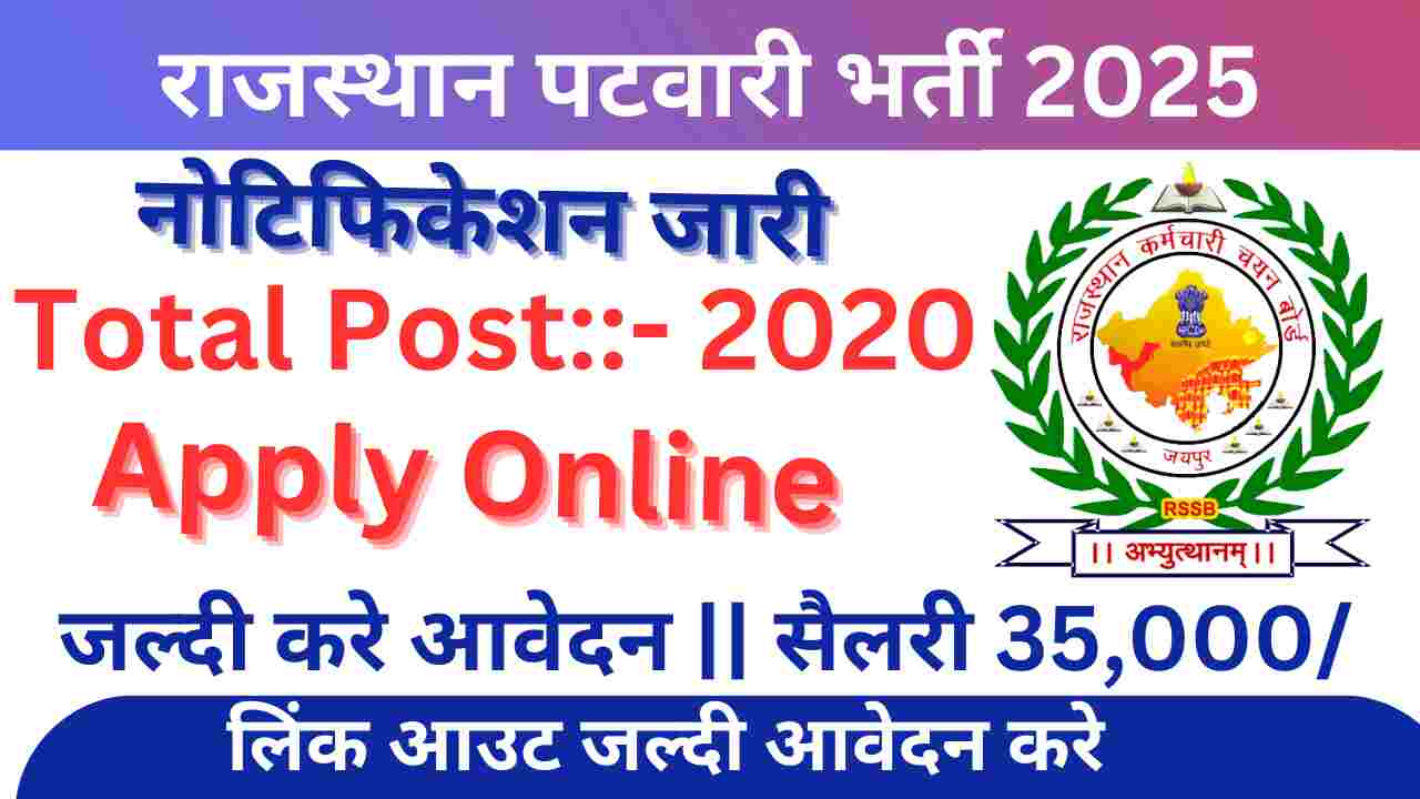 Rajasthan Patwari Recruitment 2025: Step-by-Step Guide to Apply Online