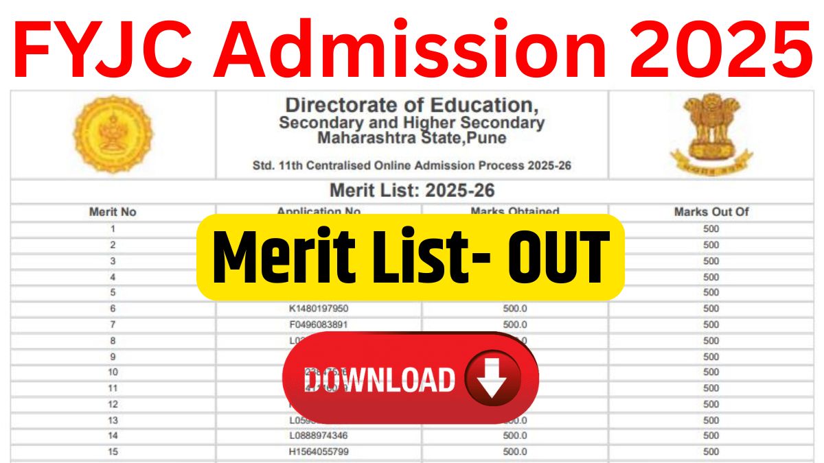 Maharashtra FYJC First Merit List 2025 Live (हुआ जारी) | Check Your Name, Cut-Off & Admission Details Now