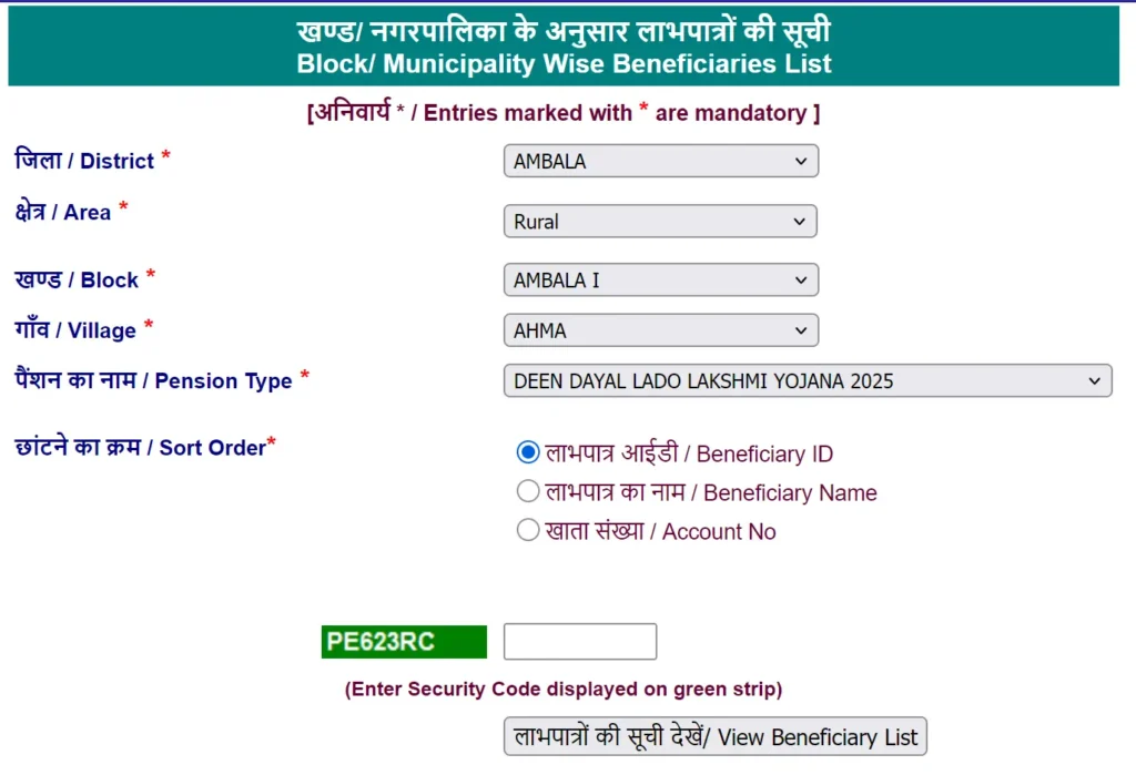 Lado Lakshmi Yojana List 2025