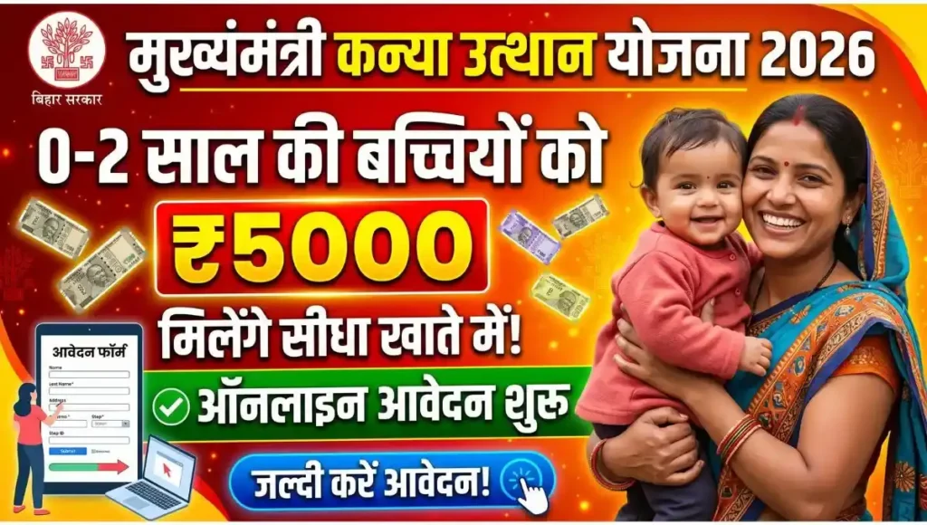 Mukhyamantri Kanya Utthan Yojana 2026 Online Apply: बेटियों को मिलेगा आर्थिक लाभ 0-2 साल की बच्चियों को मिलेगा लाभ