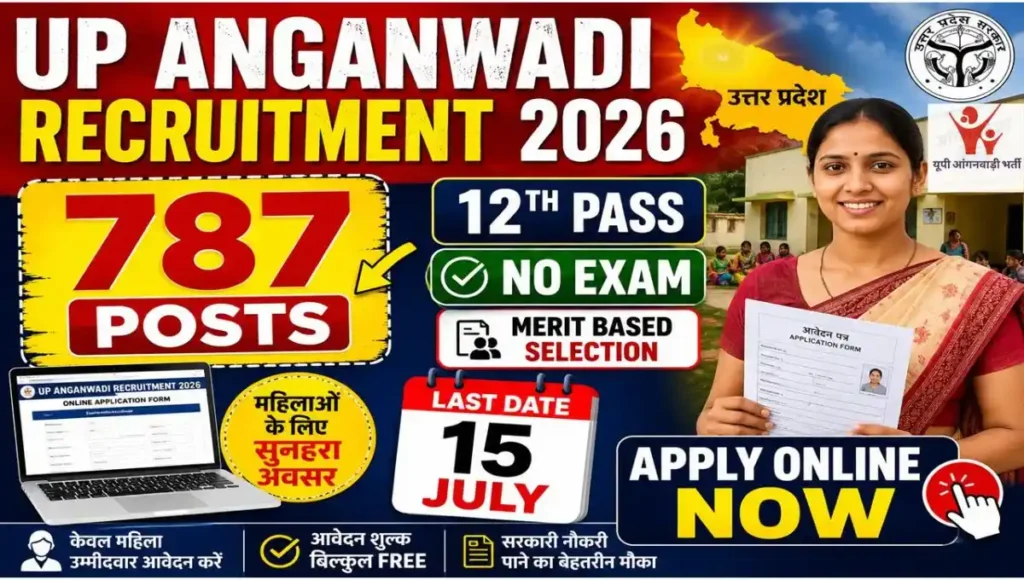UP Anganwadi Recruitment 2026 Apply Online for 787 Worker & Helper Posts | Last Date 15 July