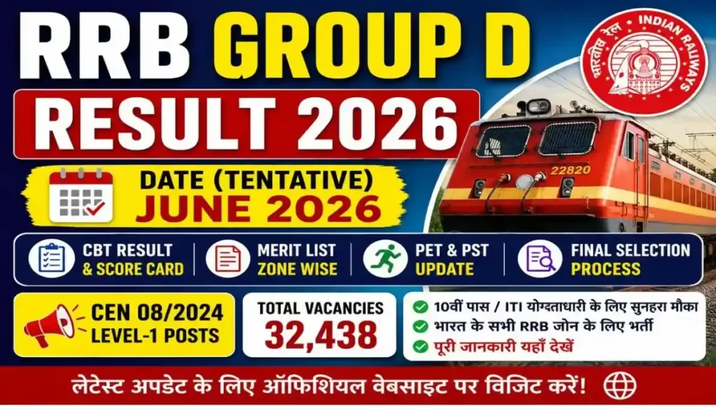 RRB Group D Result 2026 Date: Railway Level-1 CBT Result, Score Card, Merit List & PET Update