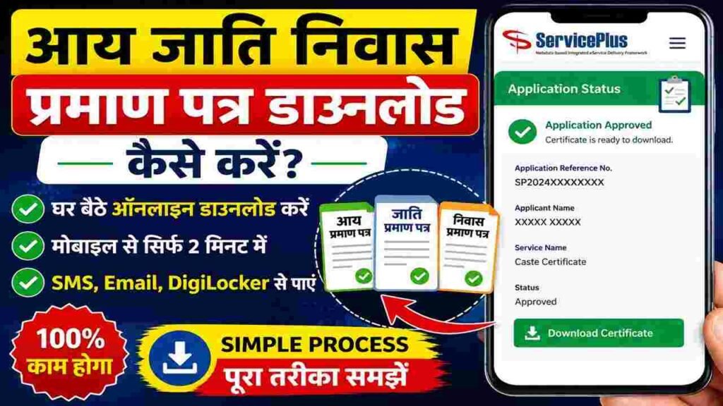 Income, Caste & Residence Certificate Download Online 2026 – आय जाति निवास प्रमाण पत्र कैसे डाउनलोड करें